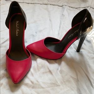 Pink and black heels